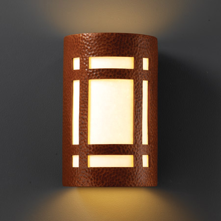 Justice Design CER-7485-HMCP Ambiance Small Craftsman Window Wall Sconce