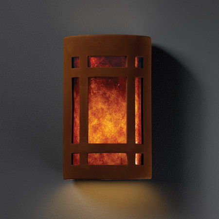 Justice Design CER-7485-RRST-MICA Ambiance Small Craftsman Window Wall Sconce