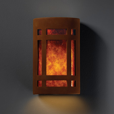 Justice Design CER-7495-RRST-MICA Ambiance Large Craftsman Window Wall Sconce