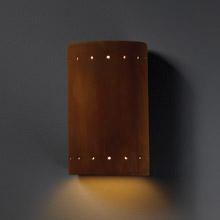 Justice Design CER-0990W-RRST Ambiance Small Cylinder Outdoor Wall Sconce With Perforations