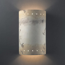 Justice Design CER-1295W-TRAG Ambiance Large Cylinder Outdoor Wall Sconce With Perforations