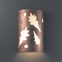 Justice Design CER-5460W-ANTC Ambiance Small ADA Oak Leaves Outdoor Wall Sconce