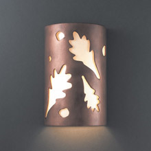 Justice Design CER-5470W-ANTC Ambiance Large ADA Oak Leaves Outdoor Wall Sconce