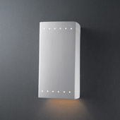 Contemporary Ambiance Large Rectangle Wall Sconce With Perforations - Justice Design CER-0960-BIS