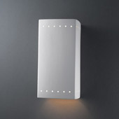 Contemporary Ambiance Large Rectangle Outdoor Wall Sconce With Perforations - Justice Design CER-0960W-BIS