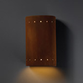 Ambiance Small Cylinder Outdoor Wall Sconce With Perforations - Justice Design CER-0990W-RRST