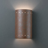 Ambiance Small Cylinder Outdoor Wall Sconce With Perforations - Justice Design CER-0995W-PATR