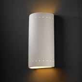 Contemporary Ambiance Really Big Cylinder Wall Sconce With Perforations - Justice Design CER-1195-BIS