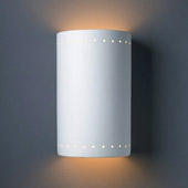Contemporary Ambiance Large Cylinder Wall Sconce With Perforations - Justice Design CER-1295-BIS