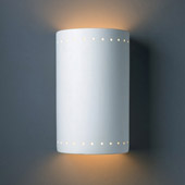 Contemporary Ambiance Large Cylinder Outdoor Wall Sconce With Perforations - Justice Design CER-1295W-BIS