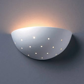 Contemporary Ambiance Small Quarter Sphere Wall Sconce With Perforations - Justice Design CER-1390-BIS