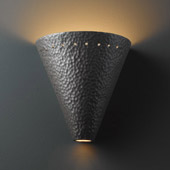 Contemporary Ambiance Cut Cone Wall Sconce With Perforations - Justice Design CER-2495-HMIR