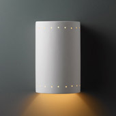 Ambiance Large ADA Cylinder Outdoor Wall Sconce With Perforations - Justice Design CER-5290W-BIS