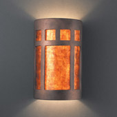 Craftsman/Mission Ambiance Small ADA Prairie Window Wall Sconce - Justice Design CER-5345-ANTC-MICA