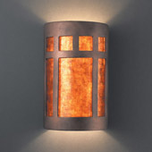 Craftsman/Mission Ambiance Large ADA Prairie Window Wall Sconce - Justice Design CER-5355-ANTC-MICA