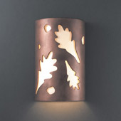 Casual Ambiance Small ADA Oak Leaves Outdoor Wall Sconce - Justice Design CER-5460W-ANTC