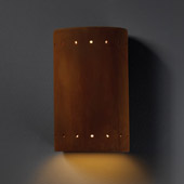 Ambiance Small ADA Cylinder Outdoor Wall Sconce With Perforations - Justice Design CER-5990W-RRST