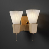 Transitional Euro Classics Geo Rectangular Double-Arm Wall Sconce - Justice Design CER-7012-CKS-GWST-NCKL