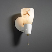 Transitional Euro Classics Ovalesque Single-Arm Wall Sconce - Justice Design CER-7020-WHT-FALA-BRSS