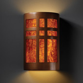 Craftsman/Mission Ambiance Small Cross Window Wall Sconce - Justice Design CER-7285-ANTC-MICA