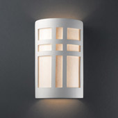 Craftsman/Mission Ambiance Small Cross Window Outdoor Wall Sconce - Justice Design CER-7285W-BIS