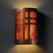 Craftsman/Mission Ambiance Large Cross Window Wall Sconce - Justice Design CER-7295-ANTC-MICA