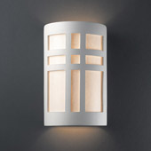 Craftsman/Mission Ambiance Large Cross Window Outdoor Wall Sconce - Justice Design CER-7295W-BIS