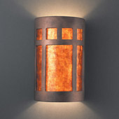 Craftsman/Mission Ambiance Small Prairie Window Wall Sconce - Justice Design CER-7345-ANTC-MICA