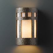 Craftsman/Mission Ambiance Small Prairie Window Outdoor Wall Sconce - Justice Design CER-7345W-HMBR