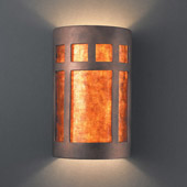 Craftsman/Mission Ambiance Large Prairie Window Wall Sconce - Justice Design CER-7355-ANTC-MICA