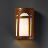 Craftsman/Mission Ambiance Small Arch Window Outdoor Wall Sconce - Justice Design CER-7385W-PATR