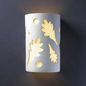 Casual Ambiance Small Oak Leaves Outdoor Wall Sconce - Justice Design CER-7465W-BIS