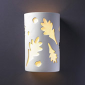 Casual Ambiance Large Oak Leaves Outdoor Wall Sconce - Justice Design CER-7475W-BIS