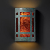 Craftsman/Mission Ambiance Small Craftsman Window Wall Sconce - Justice Design CER-7485-PATV-MICA