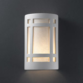 Craftsman/Mission Ambiance Small Craftsman Window Outdoor Wall Sconce - Justice Design CER-7485W-BIS