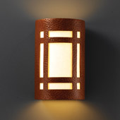 Craftsman/Mission Ambiance Small Craftsman Window Outdoor Wall Sconce - Justice Design CER-7485W-HMCP