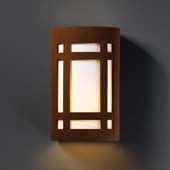 Craftsman/Mission Ambiance Large Craftsman Window Outdoor Wall Sconce - Justice Design CER-7495W-RRST