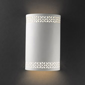 Traditional Ambiance Small Cylinder Wall Sconce With Floral Band - Justice Design CER-7805-BIS