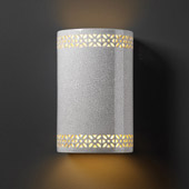 Traditional Ambiance Small Cylinder Wall Sconce With Floral Band - Justice Design CER-7805-CRK