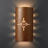 Casual Sun Dagger Large Cylinder Wall Sconce - Justice Design CER-9015-PATR-SUNB