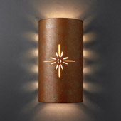Casual Sun Dagger Large Cylinder Outdoor Wall Sconce - Justice Design CER-9015W-PATR-SUNB