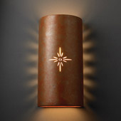 Casual Sun Dagger Really Big Cylinder Outdoor Wall Sconce - Justice Design CER-9025W-PATR-SUNB