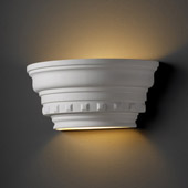 Traditional Ambiance Curved Dentil Molding Wall Sconce With Glass Shelf - Justice Design CER-9805-BIS