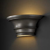Traditional Ambiance Curved Concave Wall Sconce With Glass Shelf - Justice Design CER-9810-ANTS