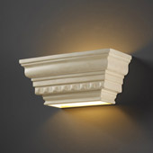Traditional Ambiance Rectangular Dentil Molding Wall Sconce With Glass Shelf - Justice Design CER-9820-PATA