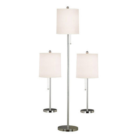 Kenroy Home 21016BS Selma Set Of 2 Table Lamps And 1 Floor Lamp