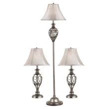 Kenroy Home 80007SIL Cerise Set Of 2 Table Lamps And 1 Floor Lamp