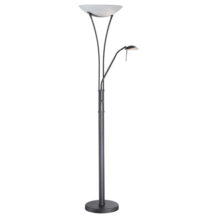 Lite Source LS-81699BLK/FRO Avington Torchiere with Reading Lamp