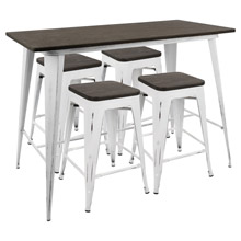LumiSource C-OR5 VW+E Oregon Counter Set [Table and 4 Stools]