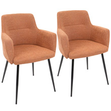 LumiSource CH-ANDRW BK+O2 Andrew Dining Chairs (Set of 2)
